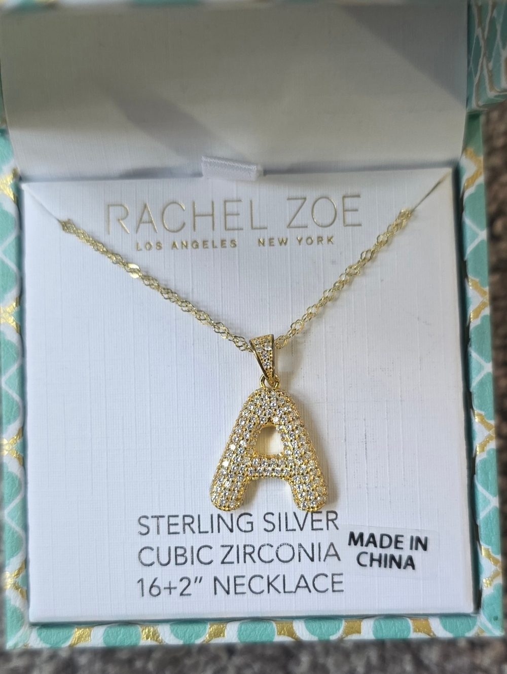 Rachel Zoe Letter "A" Necklace, 14K Gold Plated Sterling Silver